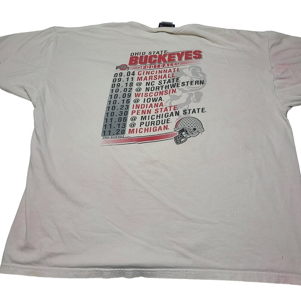 Ohio State Buckeyes Football 2004 Schedule Men's Size 2XL Graphic T-Shirt Stains